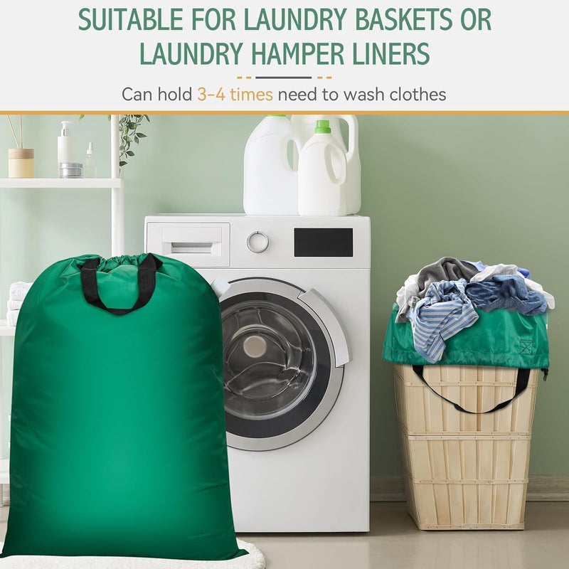 Isink Extra Large Laundry Bag With Handles, Heavy Duty, Travel Laundry Bag for Dirty Clothes, 28" x 40" (Green) - Image 5